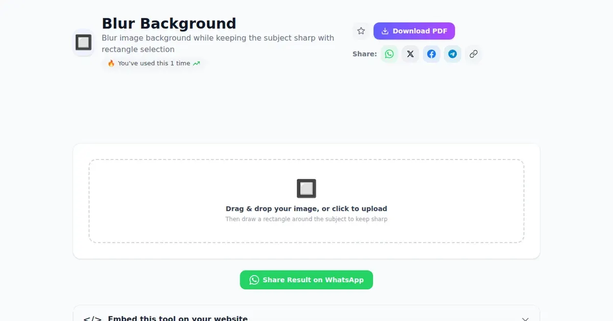 Blur Background — Free Online Blur image background while keeping the subject sharp with rectangle selection Tool on SabTools.in
