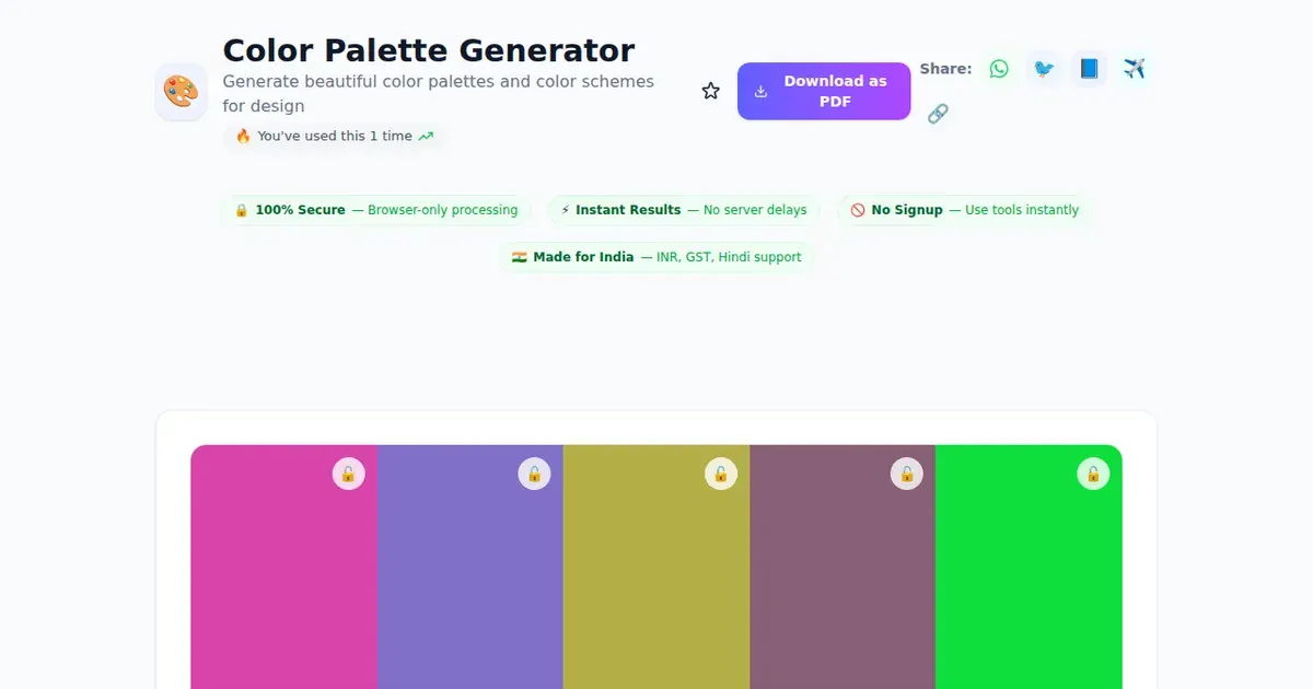 Color Palette Generator comparison — SabTools vs other free Indian tools (2026)