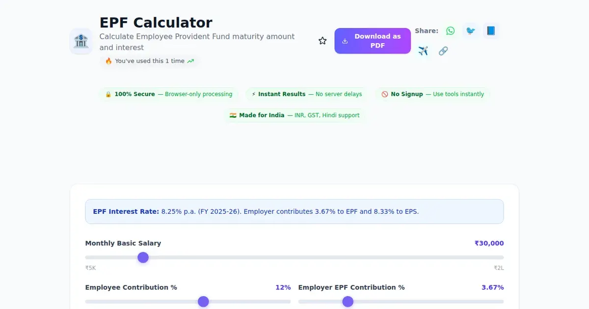 EPF Calculator comparison — SabTools vs other free Indian tools (2026)