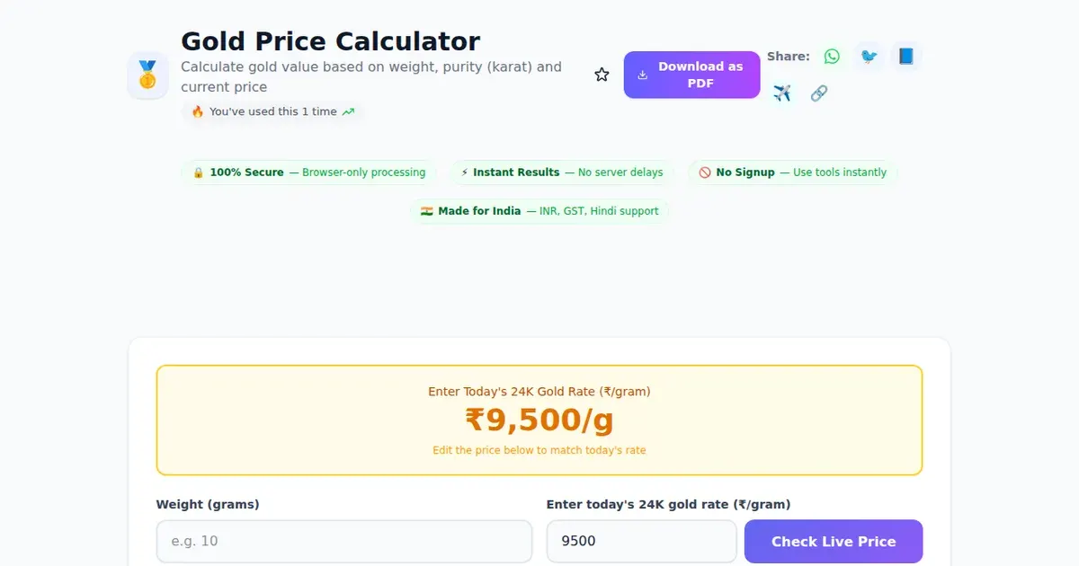 Gold Price Calculator comparison — SabTools vs other free Indian tools (2026)