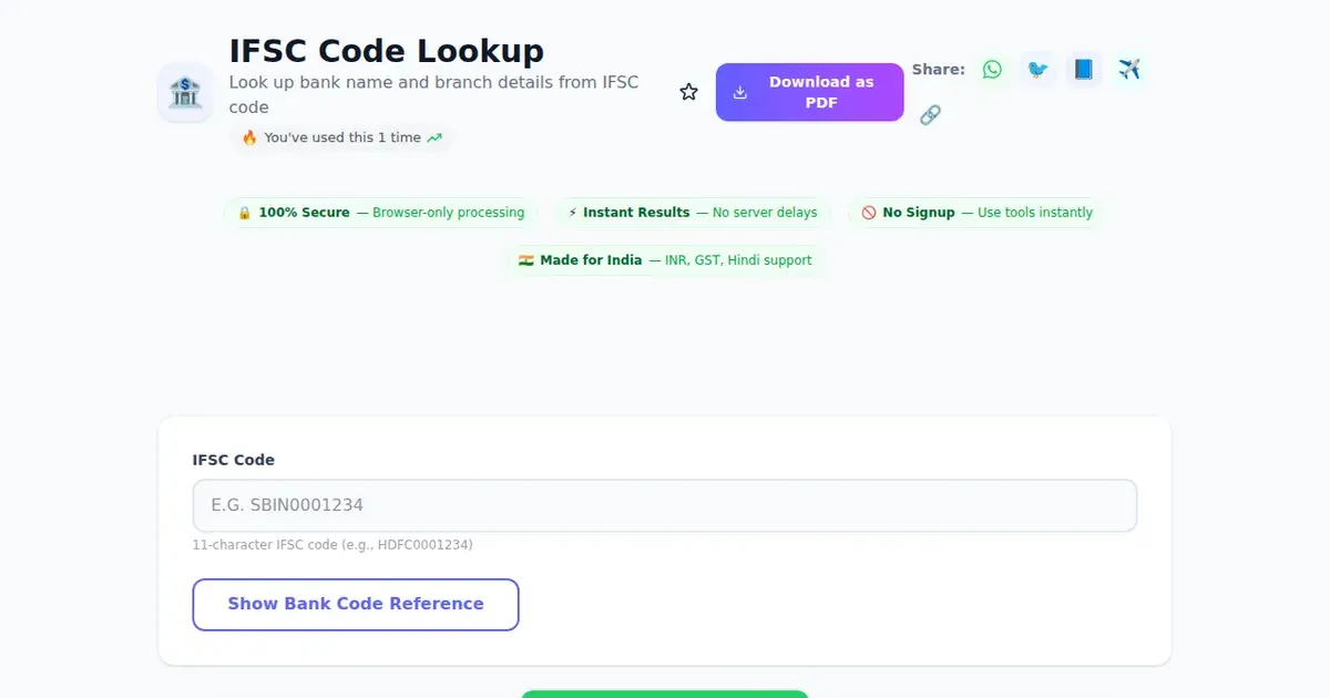 IFSC Code Lookup comparison — SabTools vs other free Indian tools (2026)