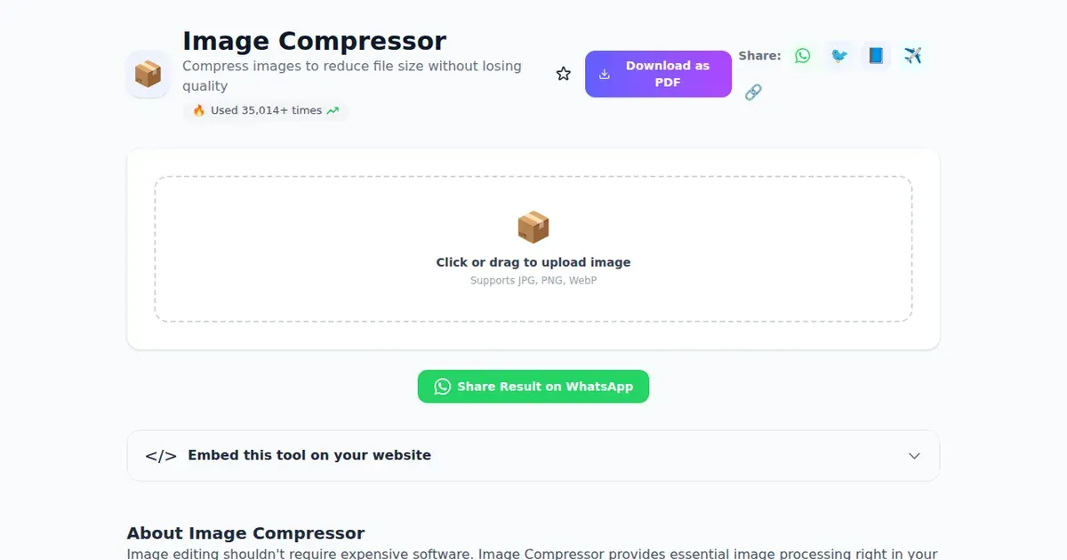 Image Compressor — Free Online Compress images to reduce file size without losing quality Tool on SabTools.in