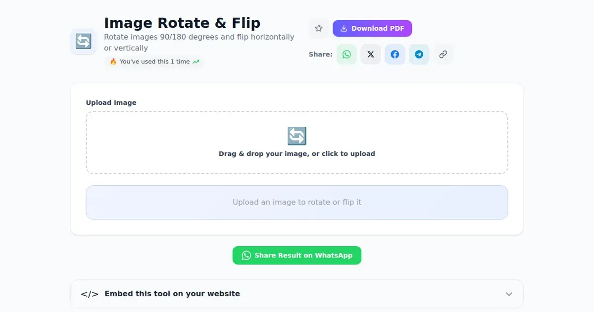 Image Rotate & Flip — Free Online Rotate images 90/180 degrees and flip horizontally or vertically Tool on SabTools.in