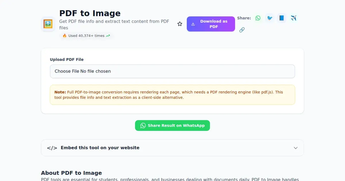 PDF to Image — Free Online Get PDF file info and extract text content from PDF files Tool on SabTools.in