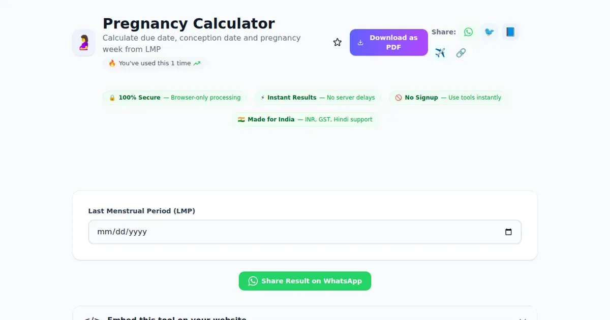 Pregnancy Calculator comparison — SabTools vs other free Indian tools (2026)