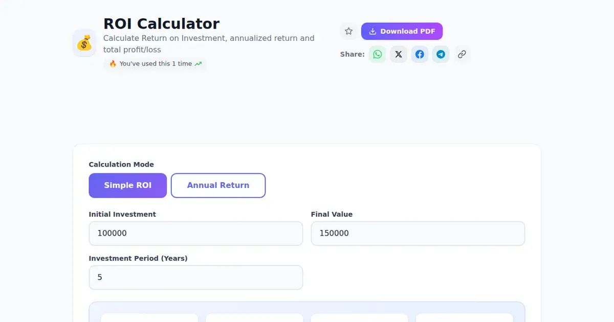 ROI Calculator comparison — SabTools vs other free Indian tools (2026)