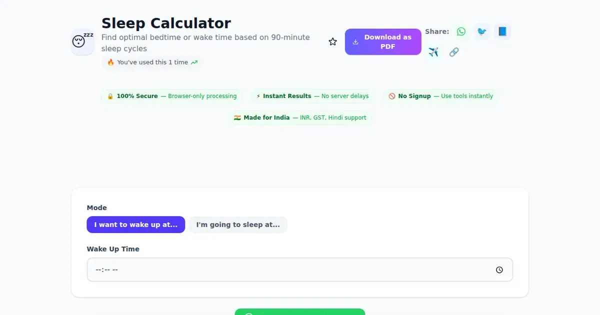 Sleep Calculator comparison — SabTools vs other free Indian tools (2026)