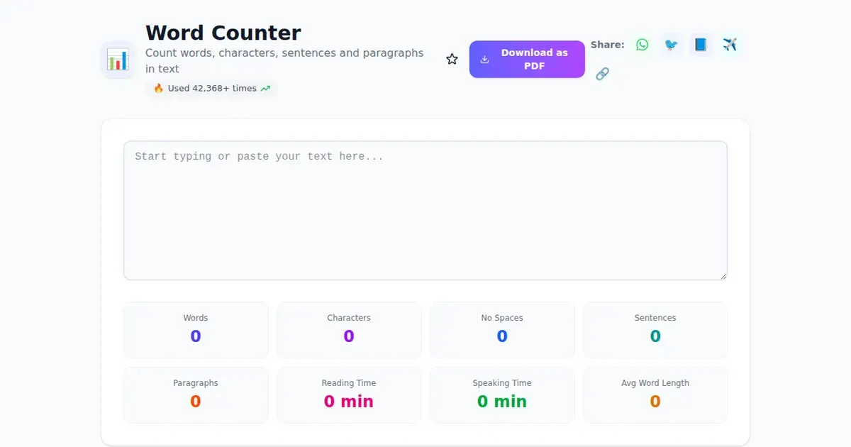 Word Counter — Free Online Count words, characters, sentences and paragraphs in text Tool on SabTools.in