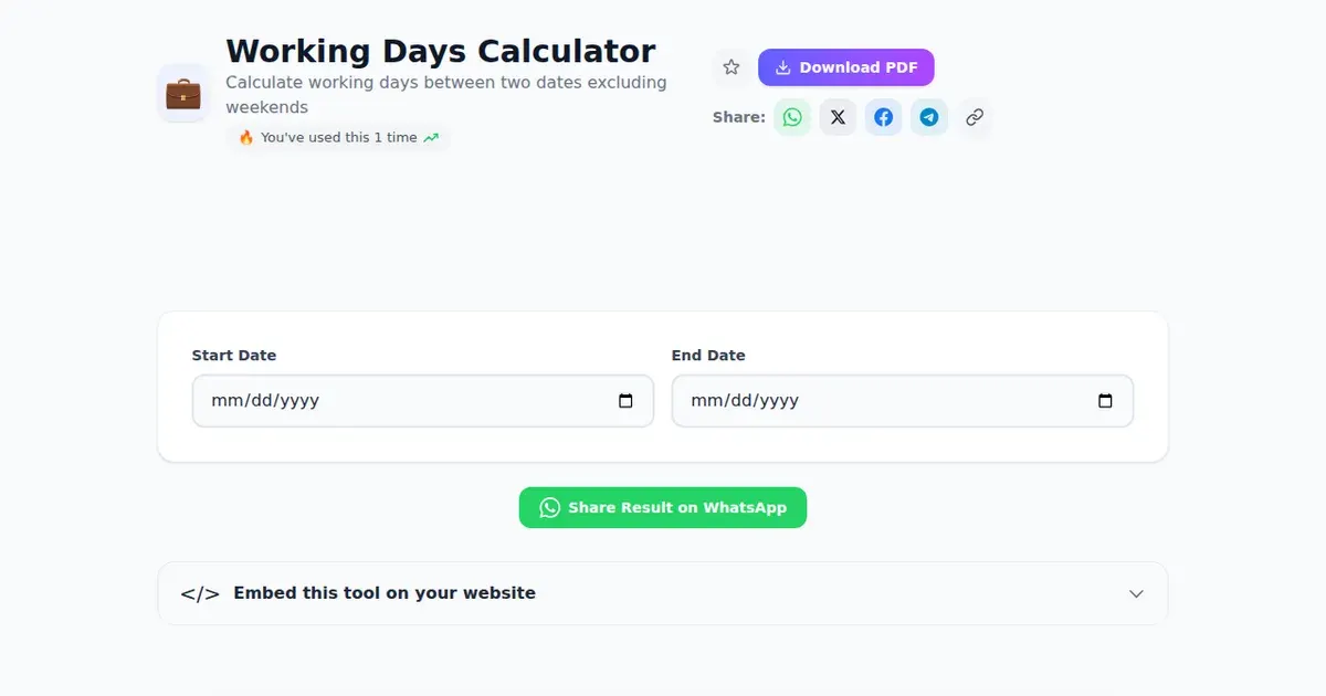 Working Days Calculator comparison — SabTools vs other free Indian tools (2026)