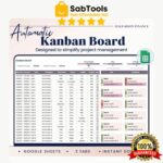 Kanban Board Template in Google Sheets, Task Tracker, Project Management Tracker Template, Automated Project Flow