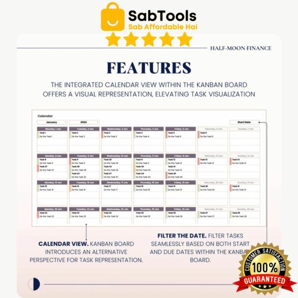 Kanban Board Template in Google Sheets, Task Tracker, Project Management Tracker Template, Automated Project Flow