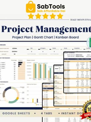 Project Management Template in Google Sheets, Gantt Chart, Kanban Board, Master Team Task Tracker